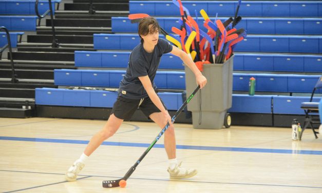 Staples athletes compete in floor hockey game