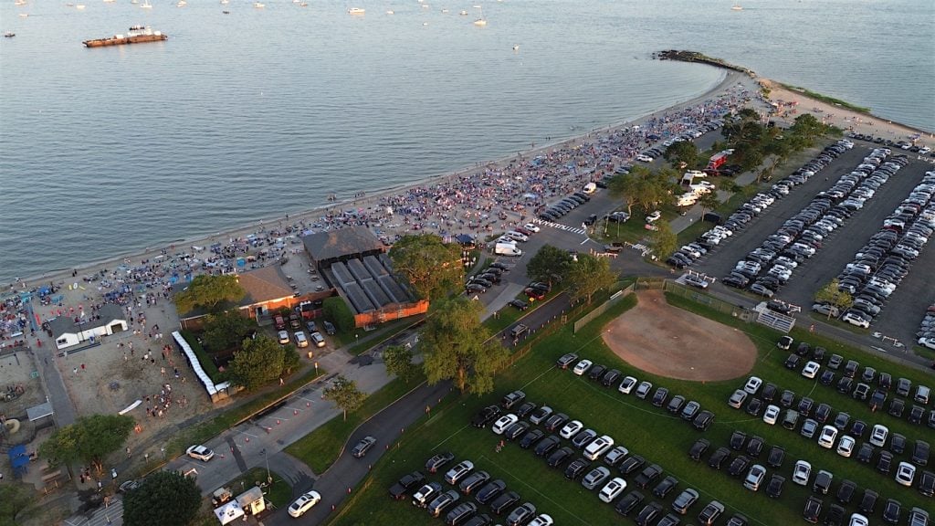 Thousands gather on Compo Beach for the 2025 fireworks - Photos JC Martin