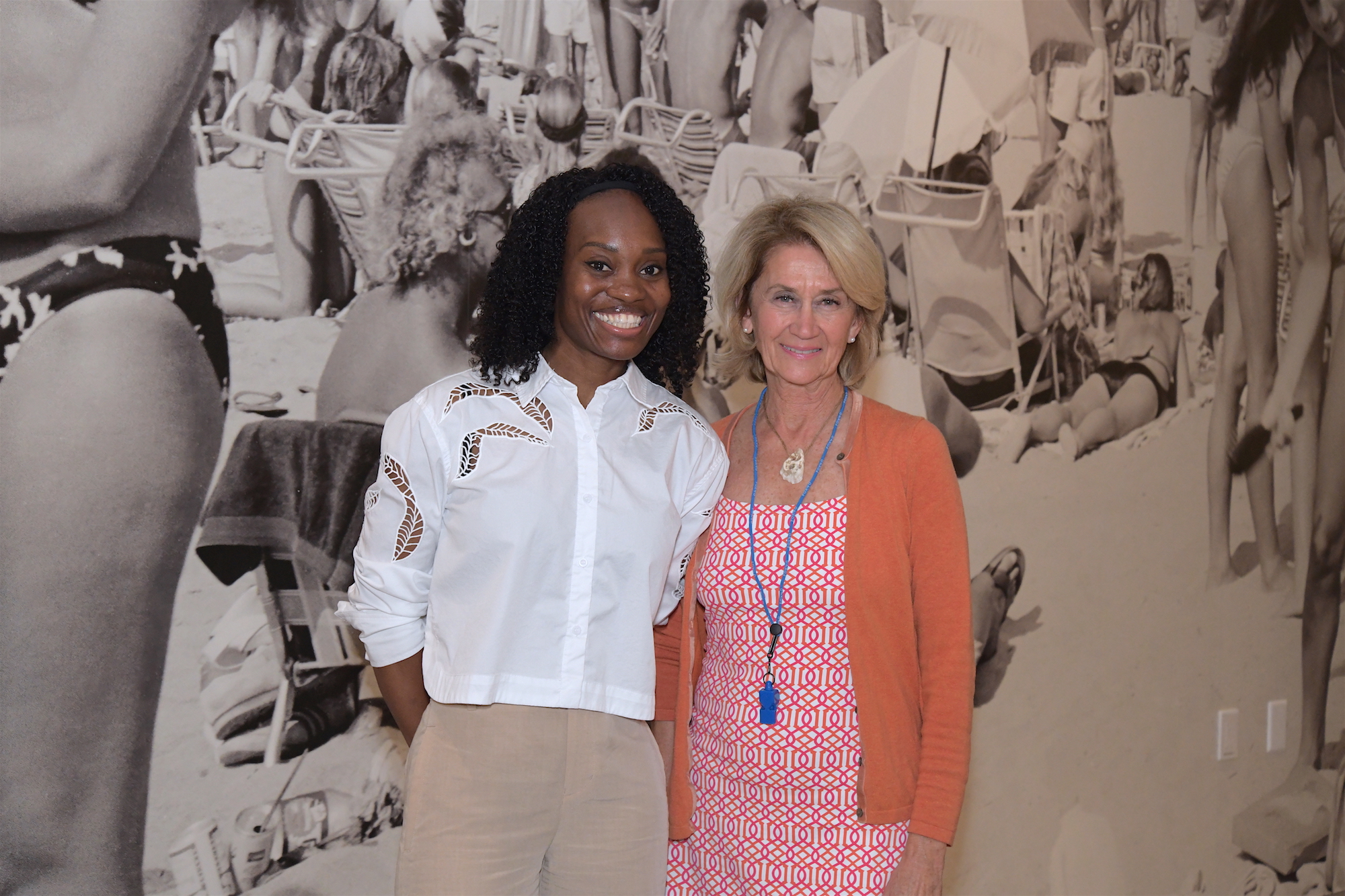 Iranie, Saatva Westport's Viewing Room Manager with Janice Egan, Senior Director of Development + Philanthropy, MoCA CT