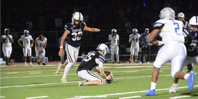 Mikey Ross boots the game-winning field goal as time expires - Photos Andy Hutchison