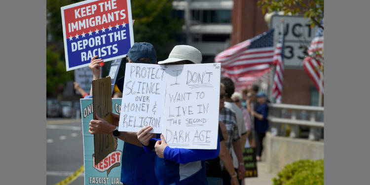 Ruth Steinkraus Cohen Bridge hosts Labor Day protest
