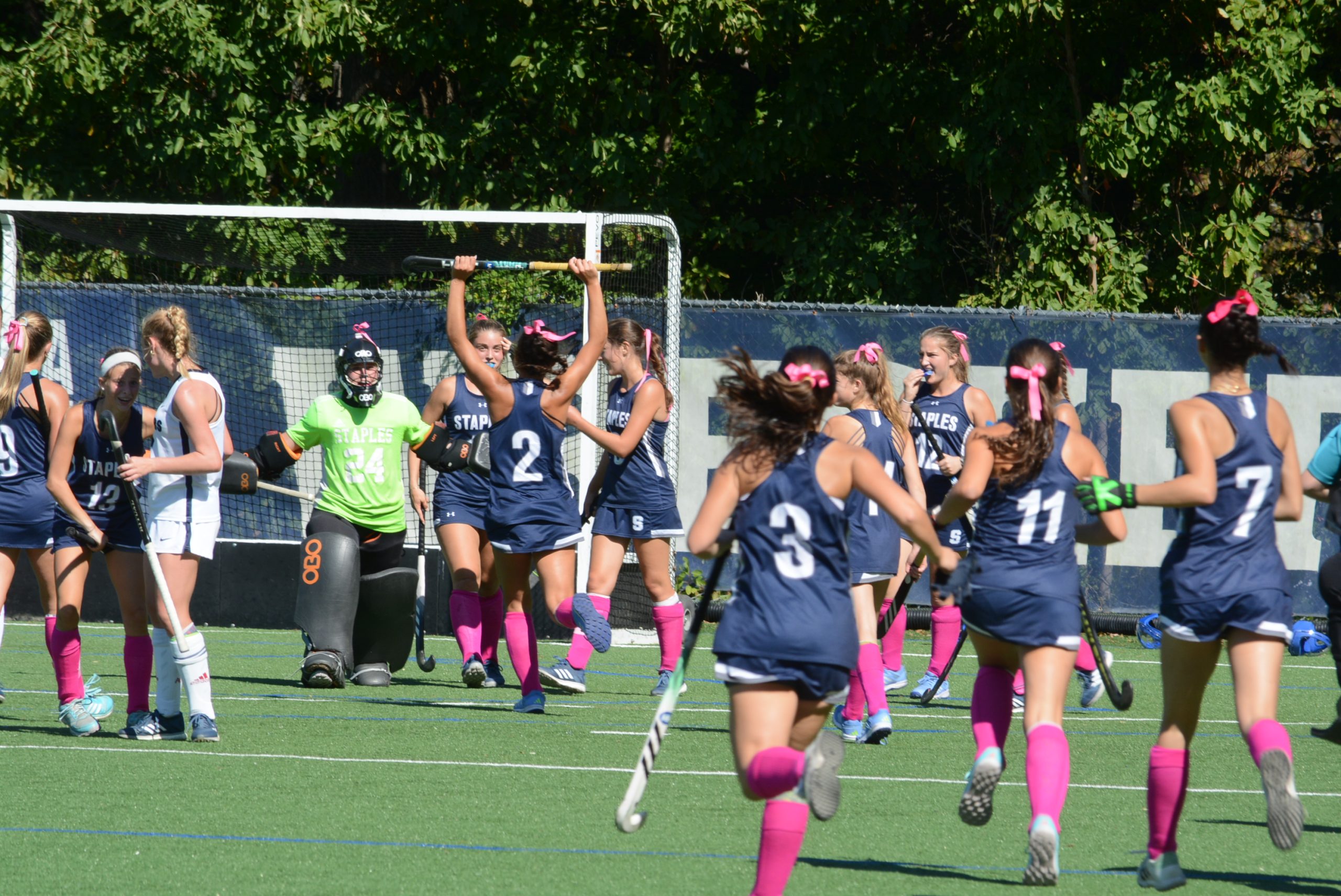 Field hockey celebrates win against FCIAC rival Wilton - Photo Andy Hutchison