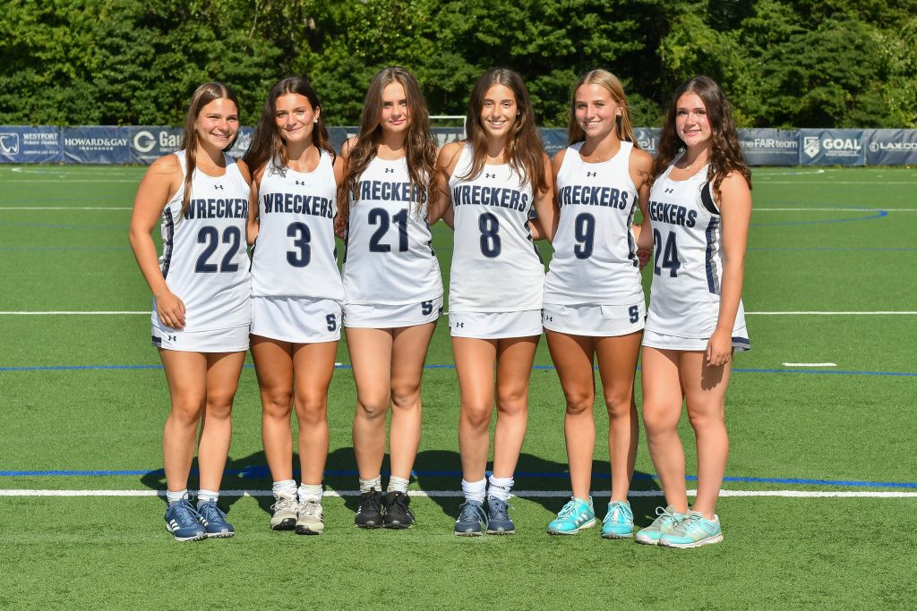 Staples seniors, all of whom scored in the Senior Day game Ella Ledenko, Eve Dolan, Olivia Pattinson, Catherine Cirasuolo, Mary Stevens and Paige Knesich - Photo Ian Tapsall