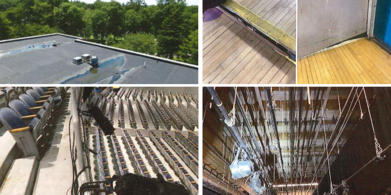 From top left: GFS roof, SES gym partition, Staples balcony and lights - Photo Town of Westport