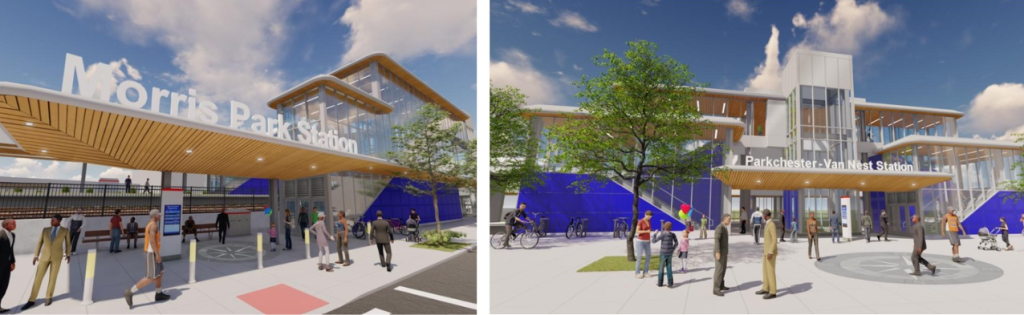 Renderings of two new Metro-North railroad stations planned for the East Bronx - Photo MTA