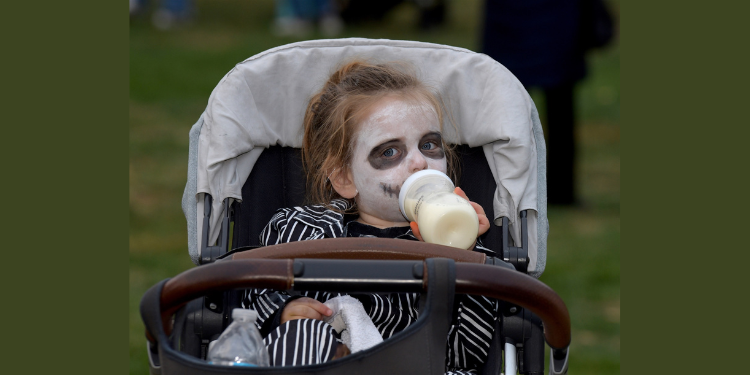 Tots toddling downtown in costume, a Westport tradition