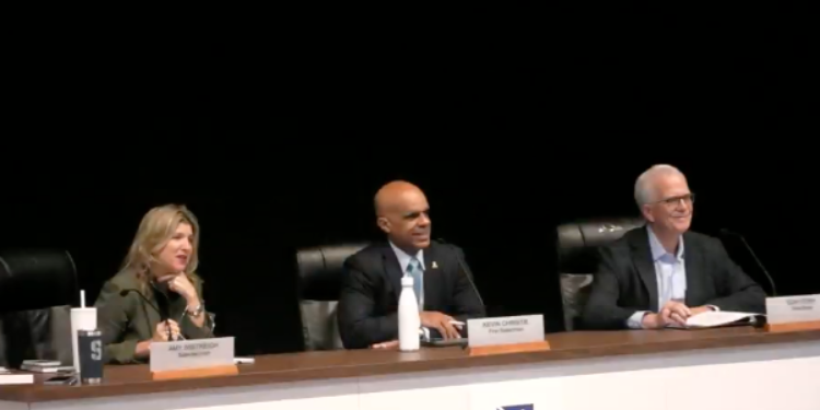 The Board of Selectmen Amy Wistreich, Kevin Christie and Don O’Day - Photo Gretchen Webster