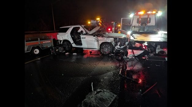 Serious injuries avoided in Westport tow truck collision