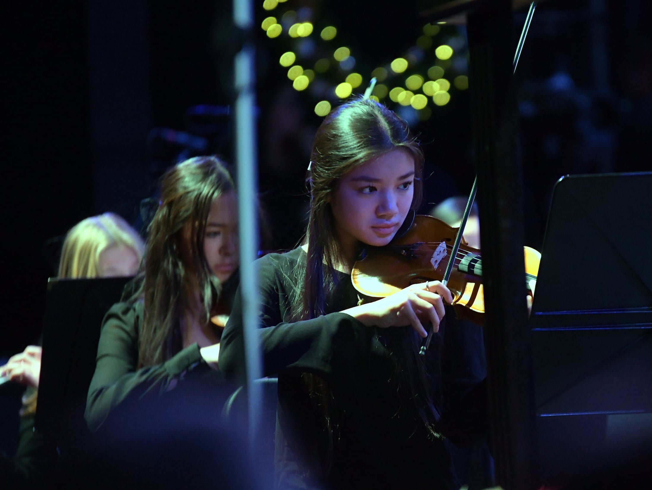 Senior Maria Stiber, orchestra, Junior Teya Ozgen, orchestra