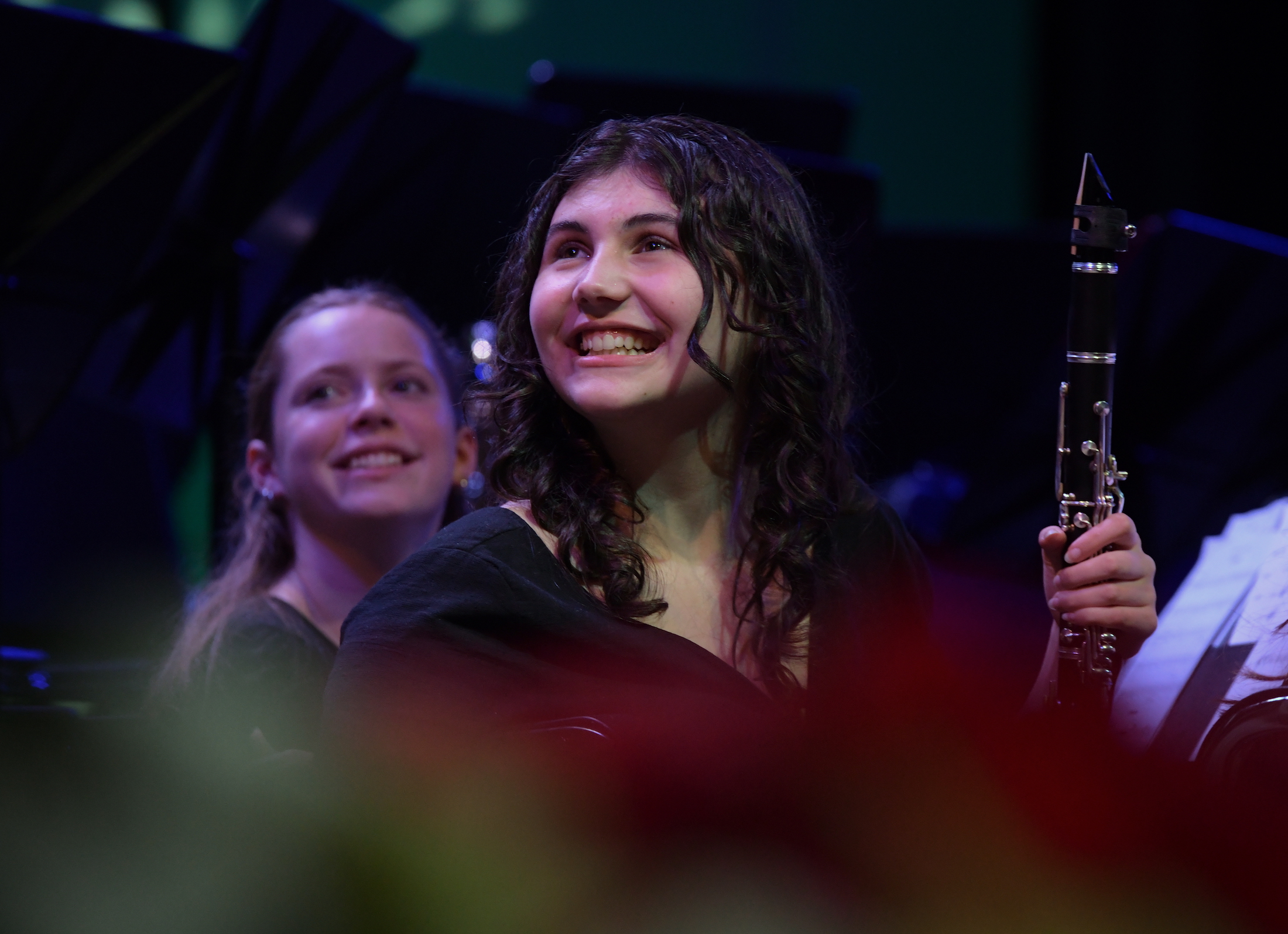 Happy at clarinet