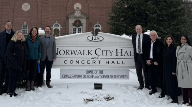 Two longtime arts organizations honored by new signage at Norwalk City Hall
