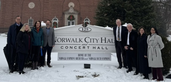 Two longtime arts organizations honored by new signage at Norwalk City Hall