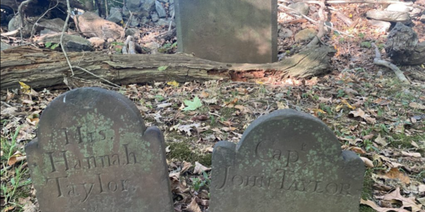 The headstones and foot stone of Captain John and Hannah Taylor - Photo Ken Valenti