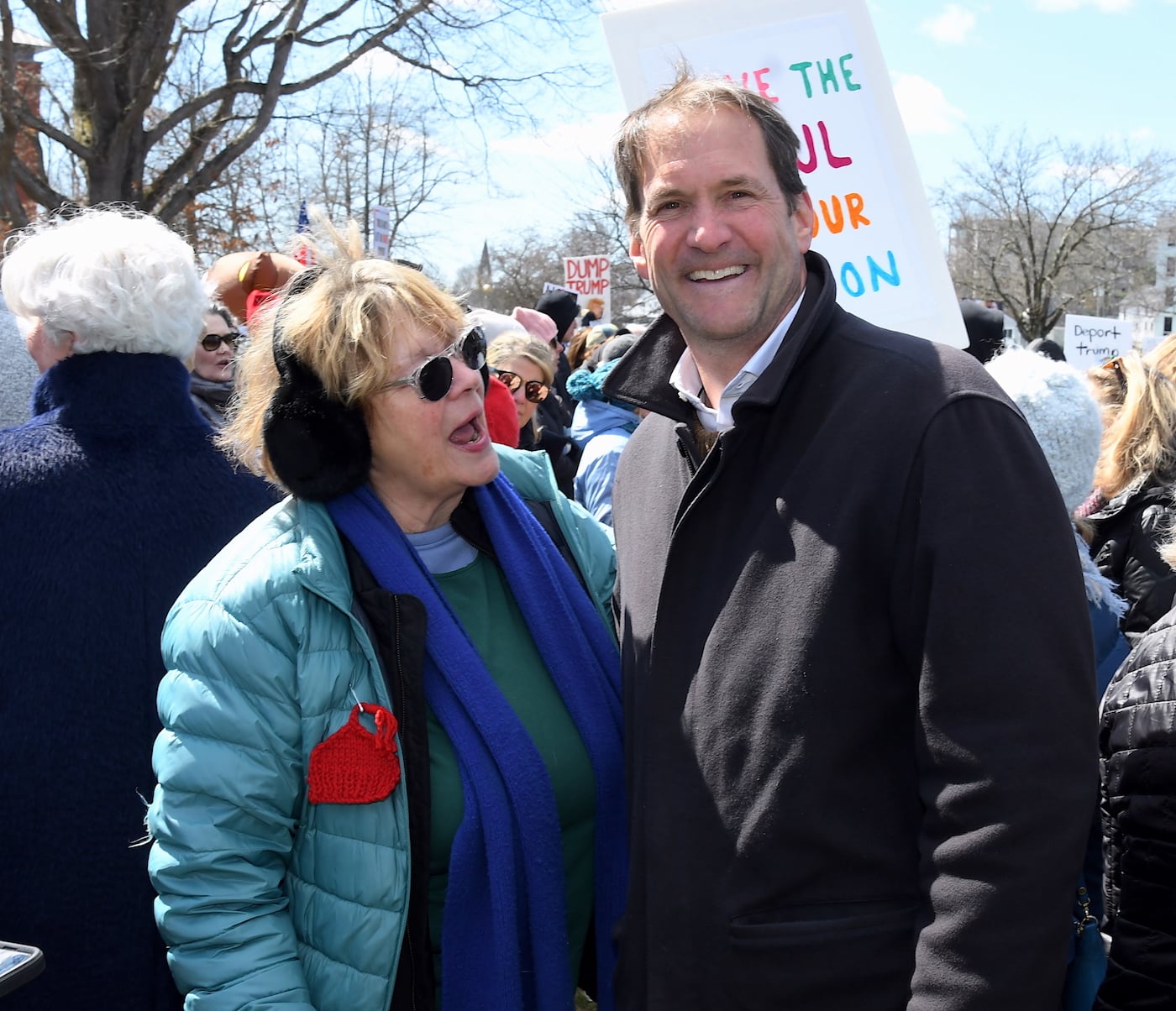Congressman Jim Himes and rally-goer