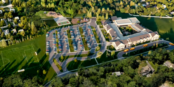 Aerial rendering of the Long Lots School - Photo Town of Westport