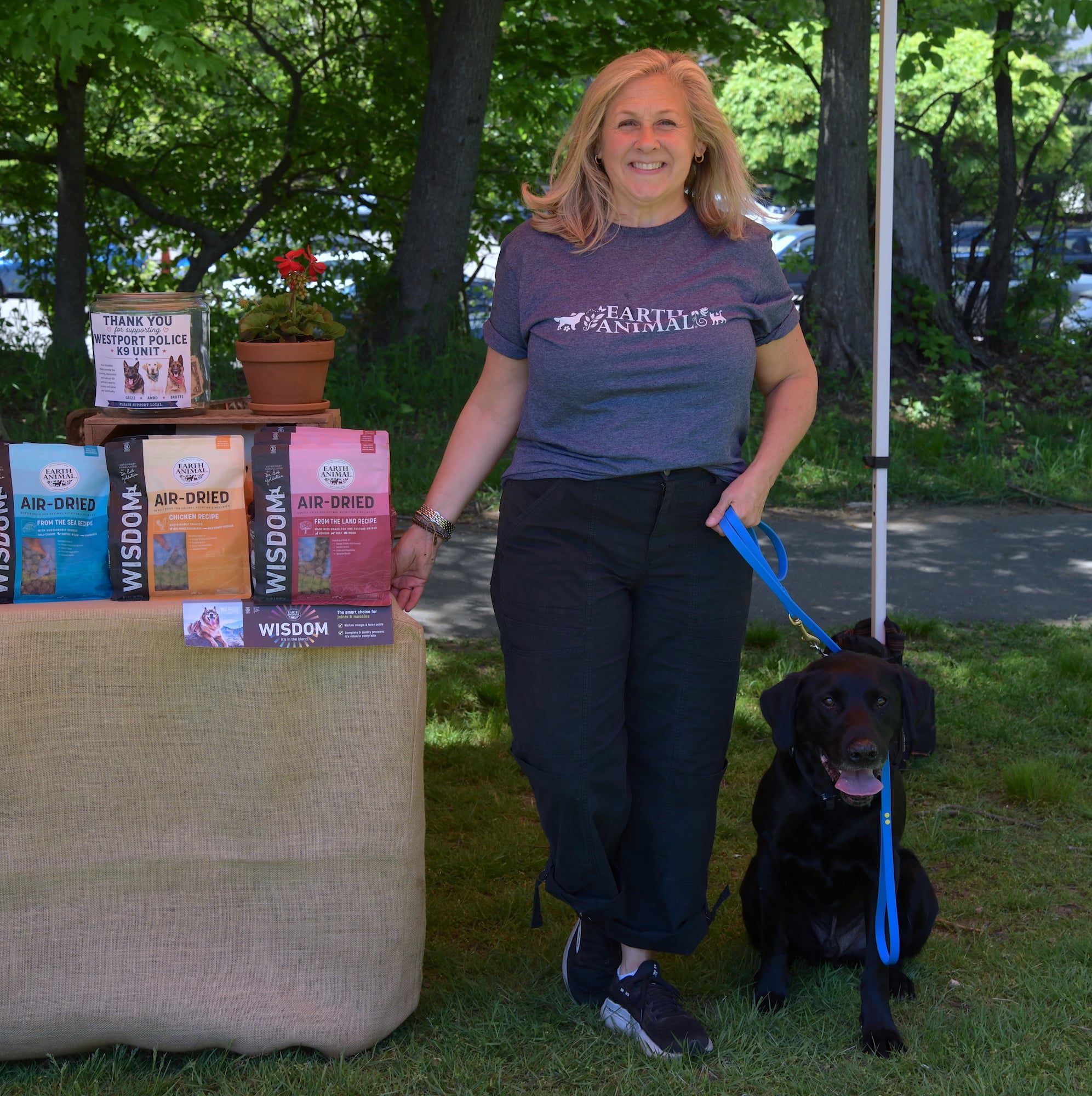 Earth Animal owner Abbey Goldstein and her dog Rigatoni