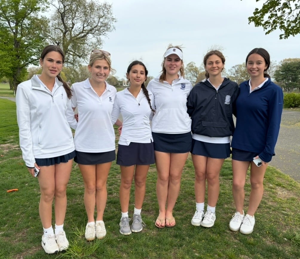 L-R Freshman Lillian Hallett, juniors Lucy Hill and captain Eliza Wadley, senior captain Kaitlynn Mitchell, and sophomores Bryn Lieberman and Mikaela Snow - Photo Patty Kondub