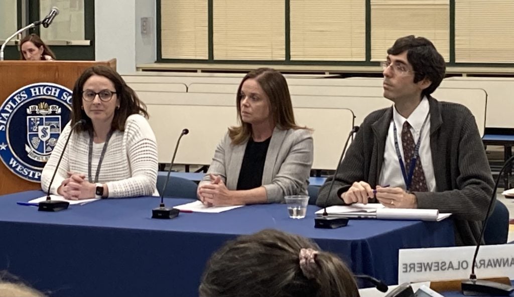 Social studies presenters Lauren Francese, Kelly Michel and John Bengston - Photo Linda Conner Lambeck