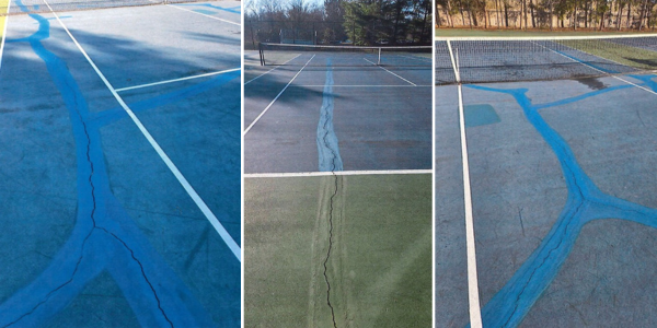 The Staples tennis courts have multiple cracks - Photos Town of Westport