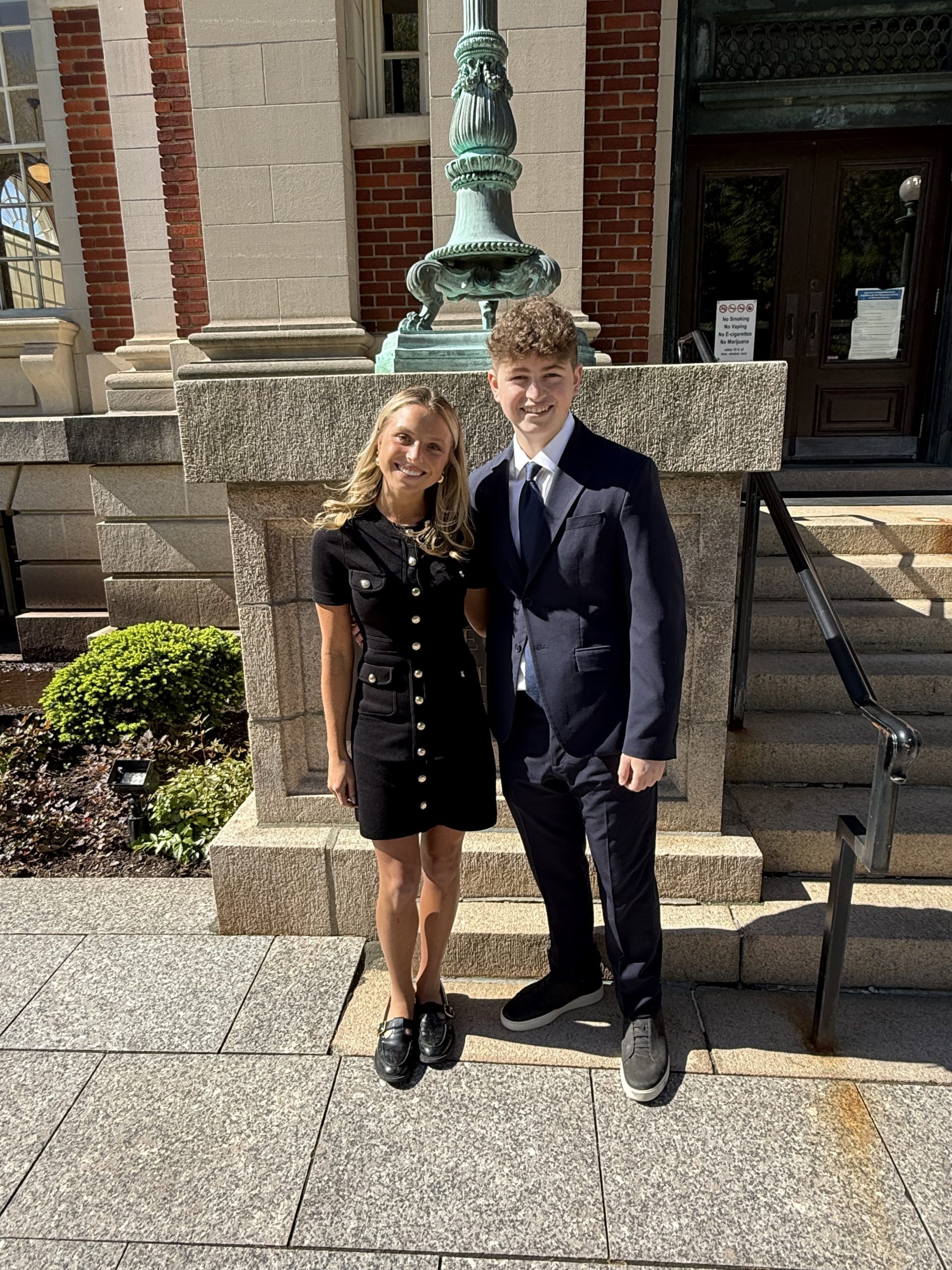 Zander Bauer and Elijah Falkenstein outside the Connecticut Appellate Courthouse, Hartford - Contributed photo