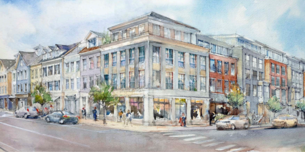 Corner of Riverside Avenue and Charles Street, where Minute Men Cleaners is today - Photo Beinfield Architecture PC