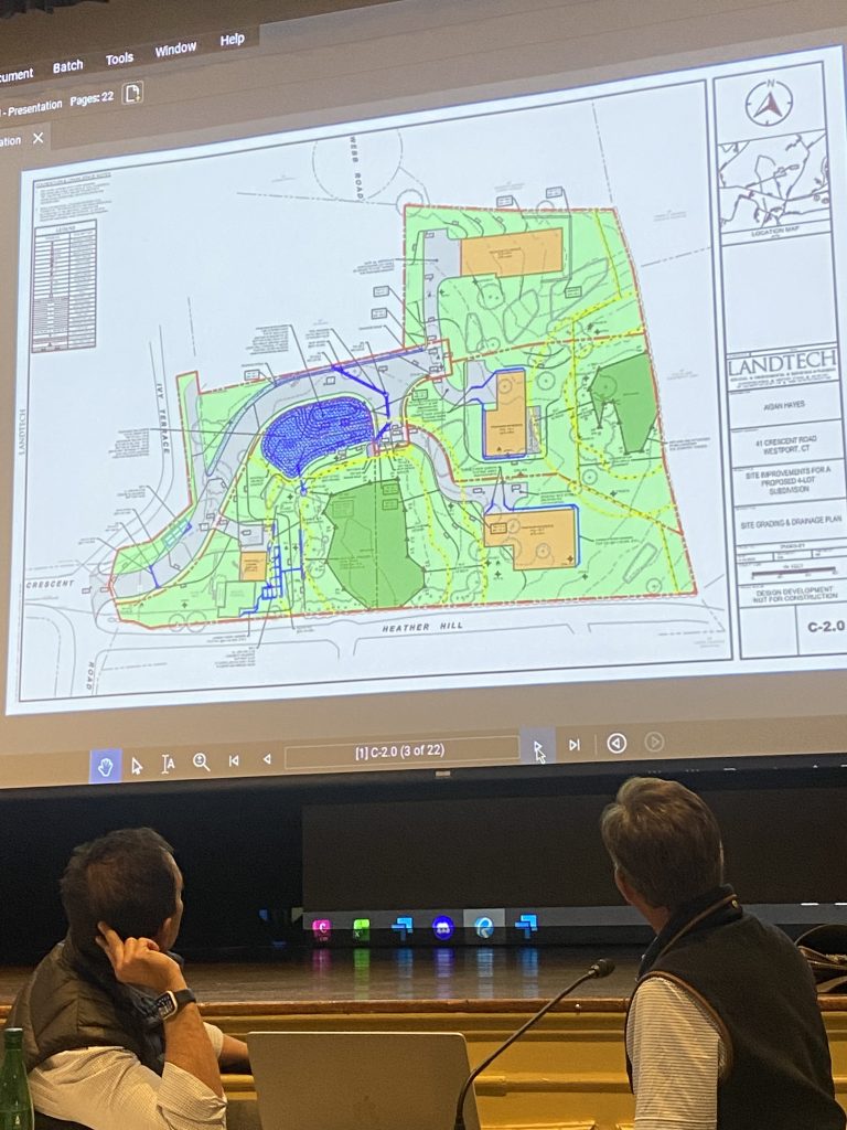 Part of Landtech's presentation on the 41 Crescent Road subdivision plan presented to the Conservation Commission, June 17, 2026 - Photo Ken Valenti