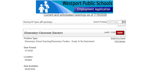 Help wanted at Westport schools