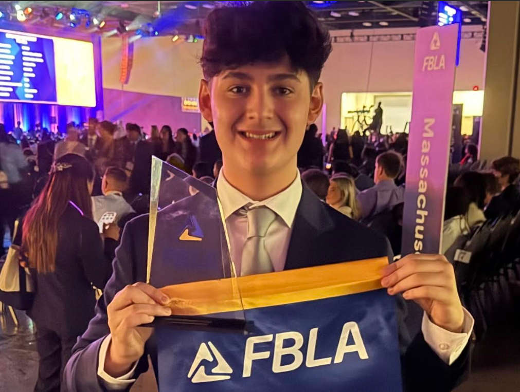 Noah Saporta displays his first place prize at the 2026 FBLA conference - Contributed photo