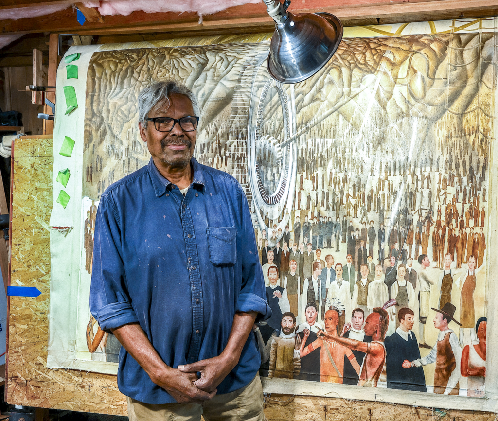 Michael Borders in his studio. Image from MoCA\CT