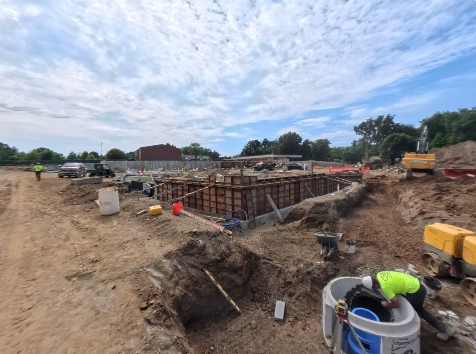 Foundation wall formwork and underground utility work - Photo Town of Westport / Newfield