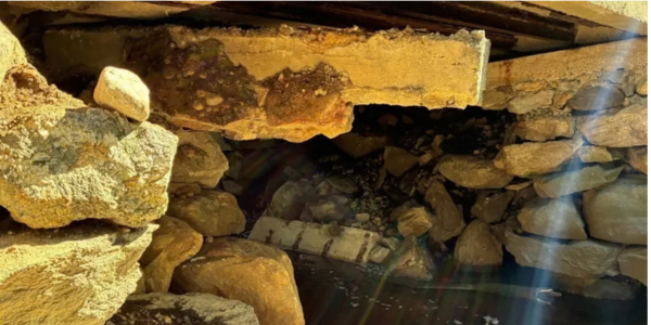 The rocks underpinning the Jesup Road bridge were dislodged by the flood waters of Sept. 13 Photo Public Works Engineering