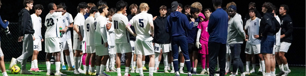Head coach Liam Witham (blue warmups, Nike baseball cap) addresses his team - Photo Paolo Caniato