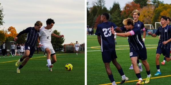 Left, Noah Rossoni, Right, Wreckers celebrate win over Wilton - Photo Paolo Caniotio