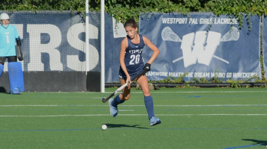 Lila Manning, one of the Wreckers' standout freshmen, scored twice to help propel the Wreckers past Wilton on Saturday - Photo Andy Hutchison